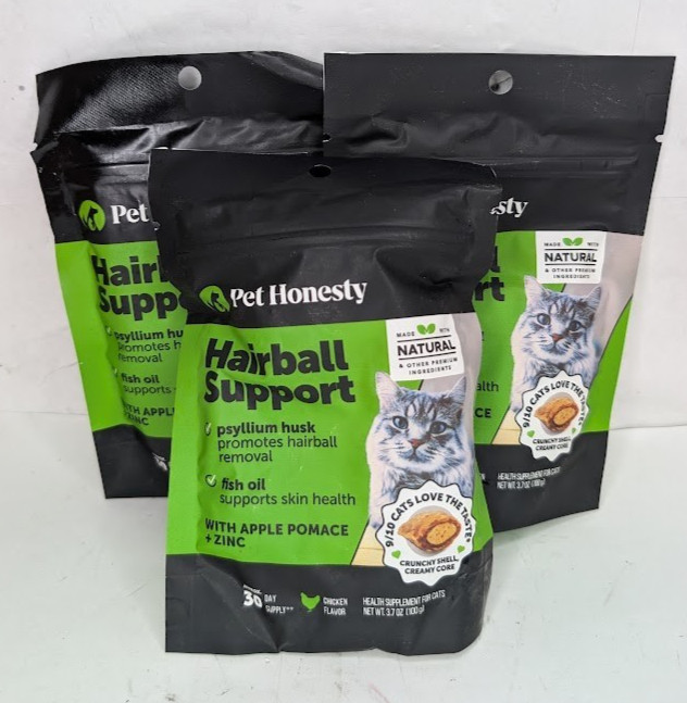 3Pk Pet Honesty Cat Hairball Support Chews Hairball – 3.7oz. BB 04/26