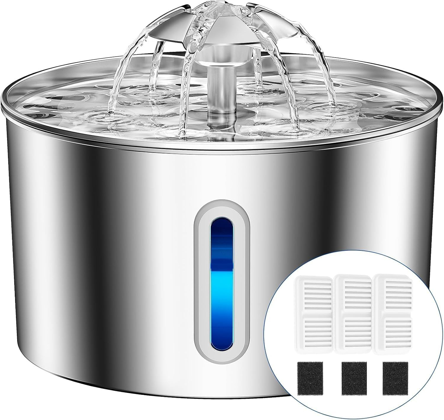 Stainless Steel Cat Water Fountain 74oz Automatic Pet Dispenser