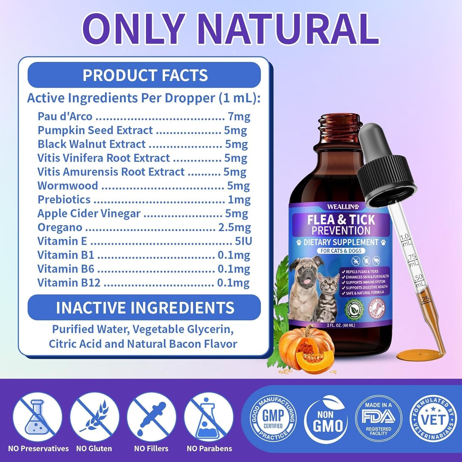 Flea and Tick Prevention for Cats and Dogs Natural Flea Treatment Support Drops