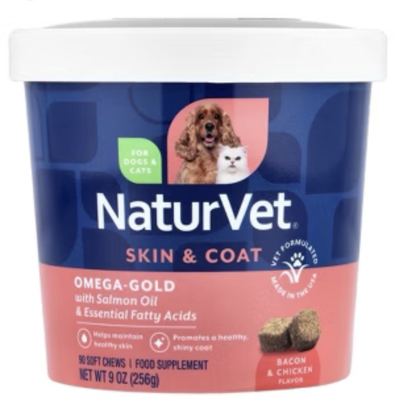 NaturVet Skin & Coat Supplements Dogs & Cats Omega Gold W/Salmon Oil 9oz 10/2028
