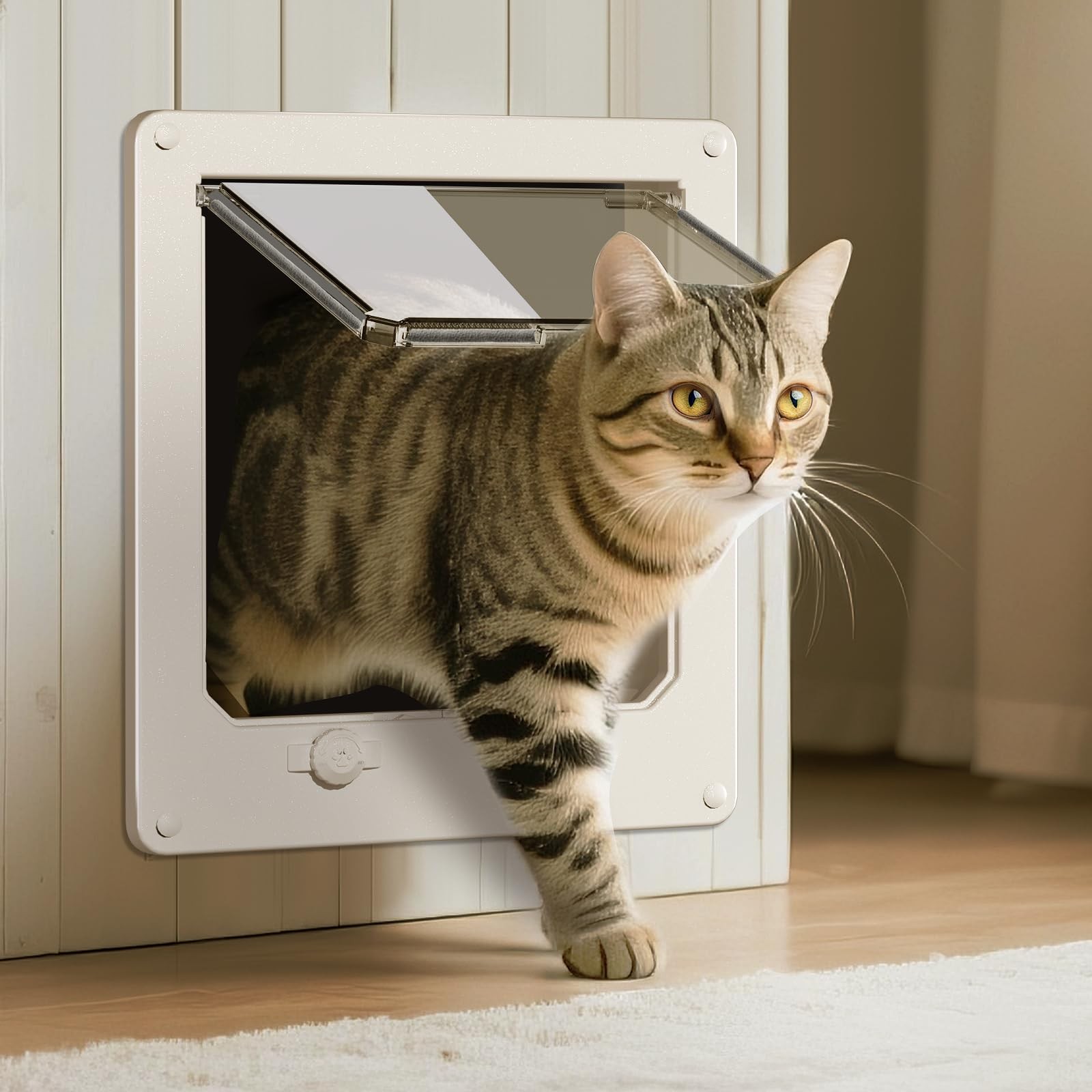Thin Cat Door, Safety Pet Door for Cats Up to 18 lbs, Interior Cat Door with …