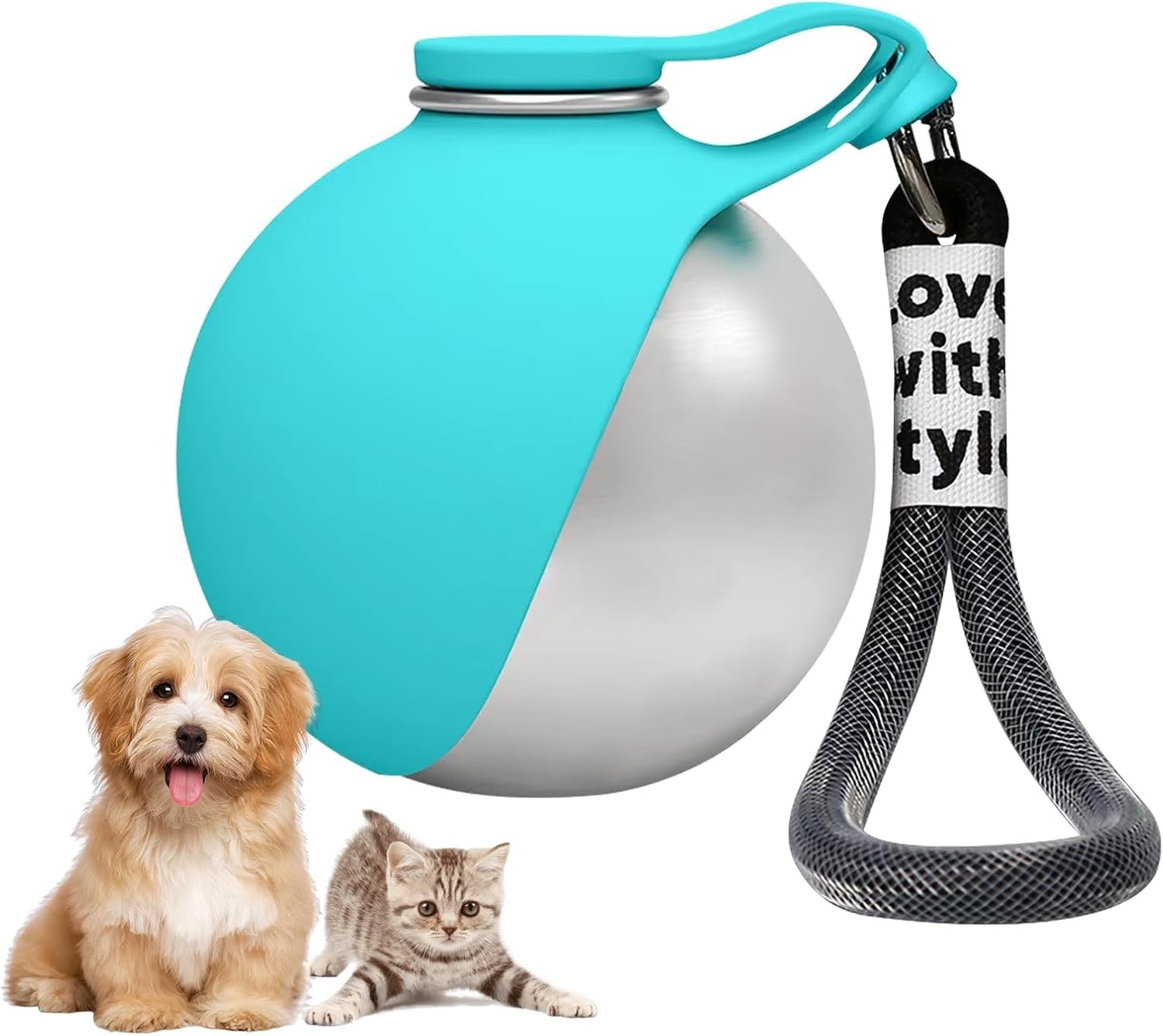 2 in 1 Portable Dog Water Bottle Stainless Steel Leak Proof Pet Travel Bowl