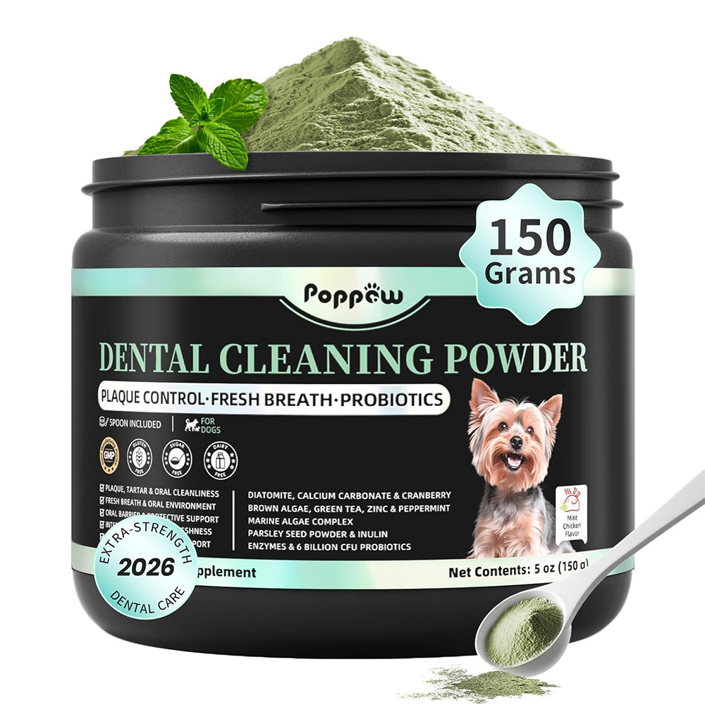 150G Dog Dental Powder – Teeth Cleaning Powder Fresh Breath Support, 75 Days
