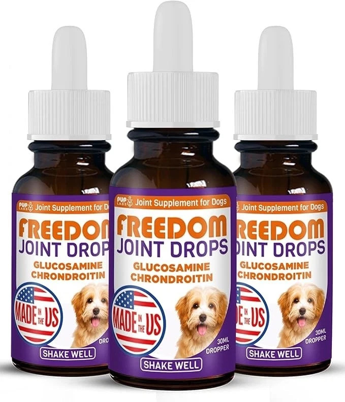 3x Pup Labs Freedom Joint Drops-Dog Joint Support Supplement w Human-30 ml