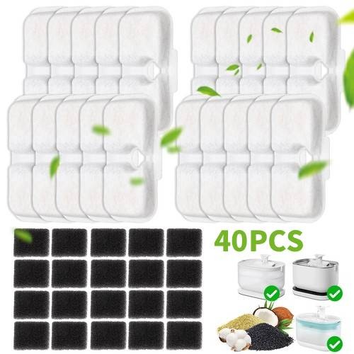 40x Replacement Filters for PETLIBRO 2.5L/84oz PLWF005/105/115 Cat Dog Fountain