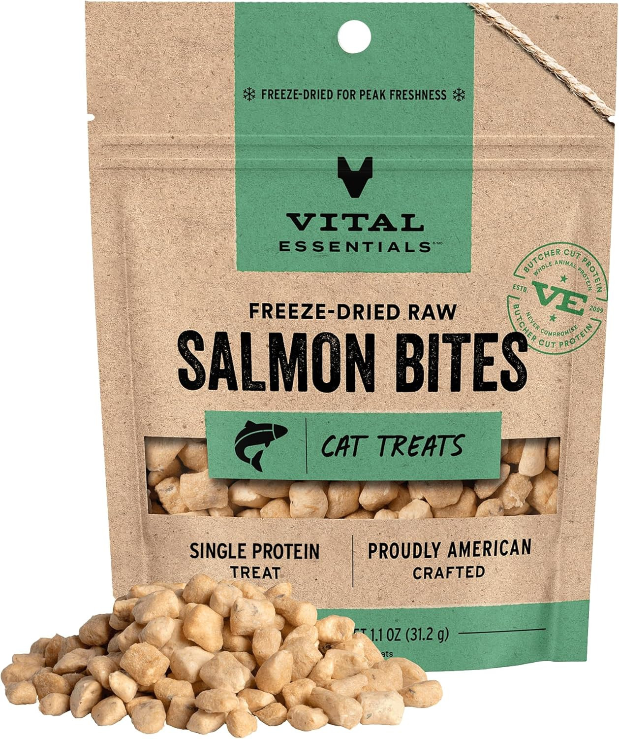 Salmon Bites Cat Treats, 1.1 oz | Freeze-Dried Raw | Single Protein | Grain Free