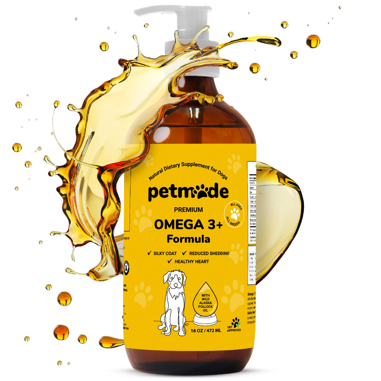 Omega 3 Fish Oil for Dogs, Dogs Liquid Skin and Coat Supplement for Heart