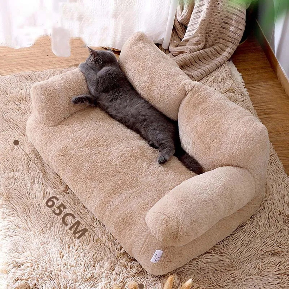 Pet Couch Bed Washable Cat Beds Fluffy Cat Sofa for Medium Small Dogs Non-Slip