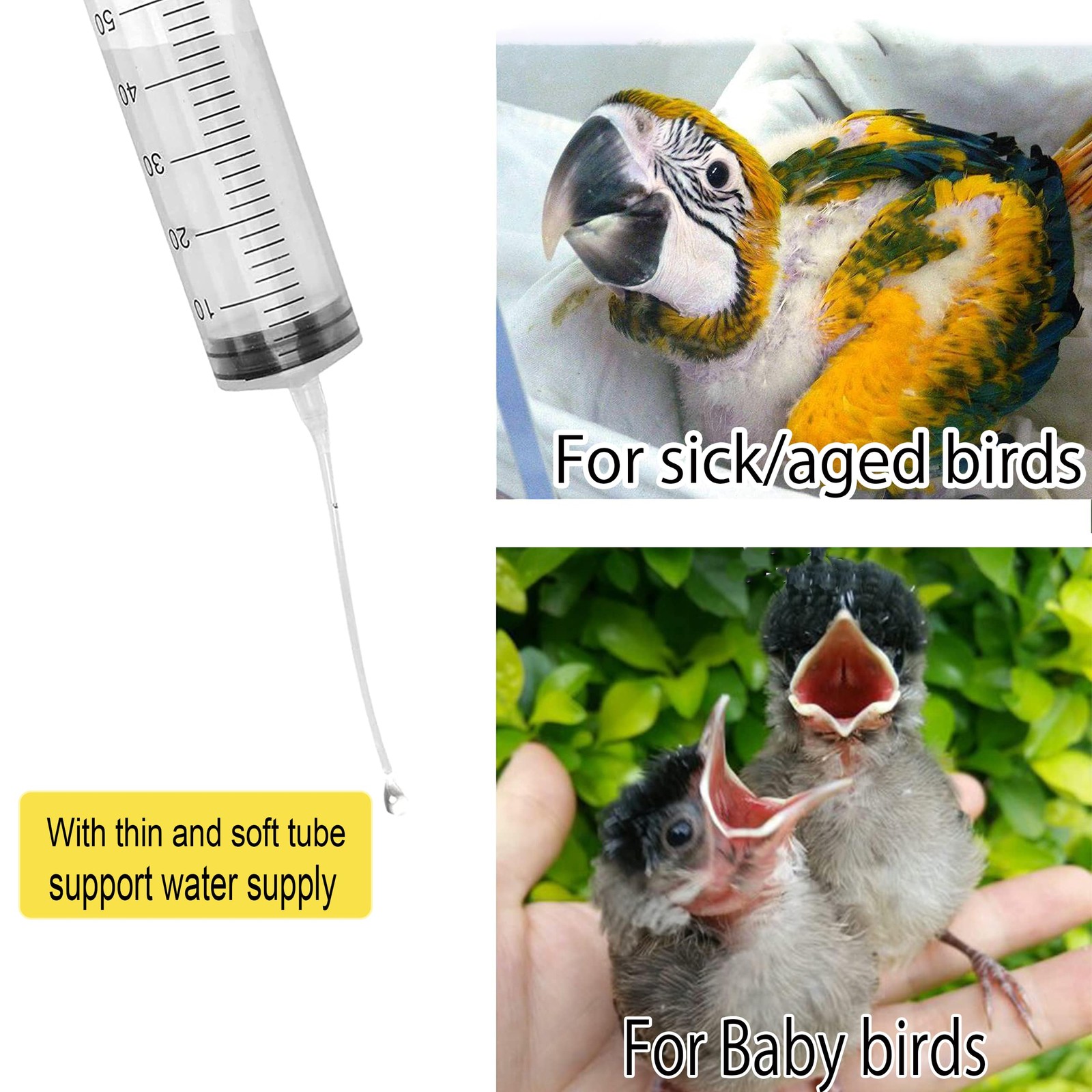 Baby Bird Feeding Syringe,Parrot Small Pet,Manual Syringe Feeder, Milk Water,…