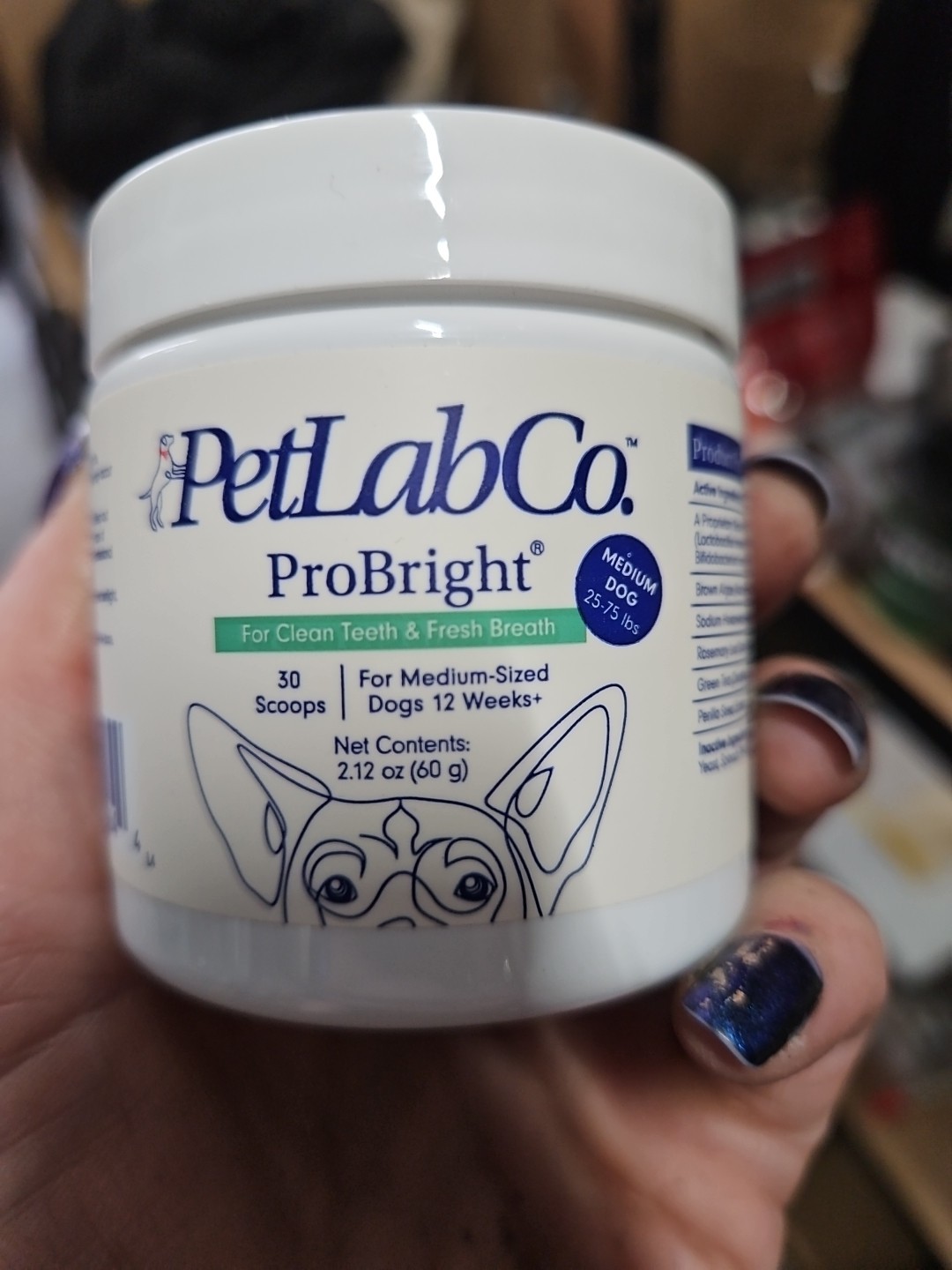 Pet Lab ProBright Advance Dental Powder ForMedium Size Dog 25-75 Lbs Exp.5/2026