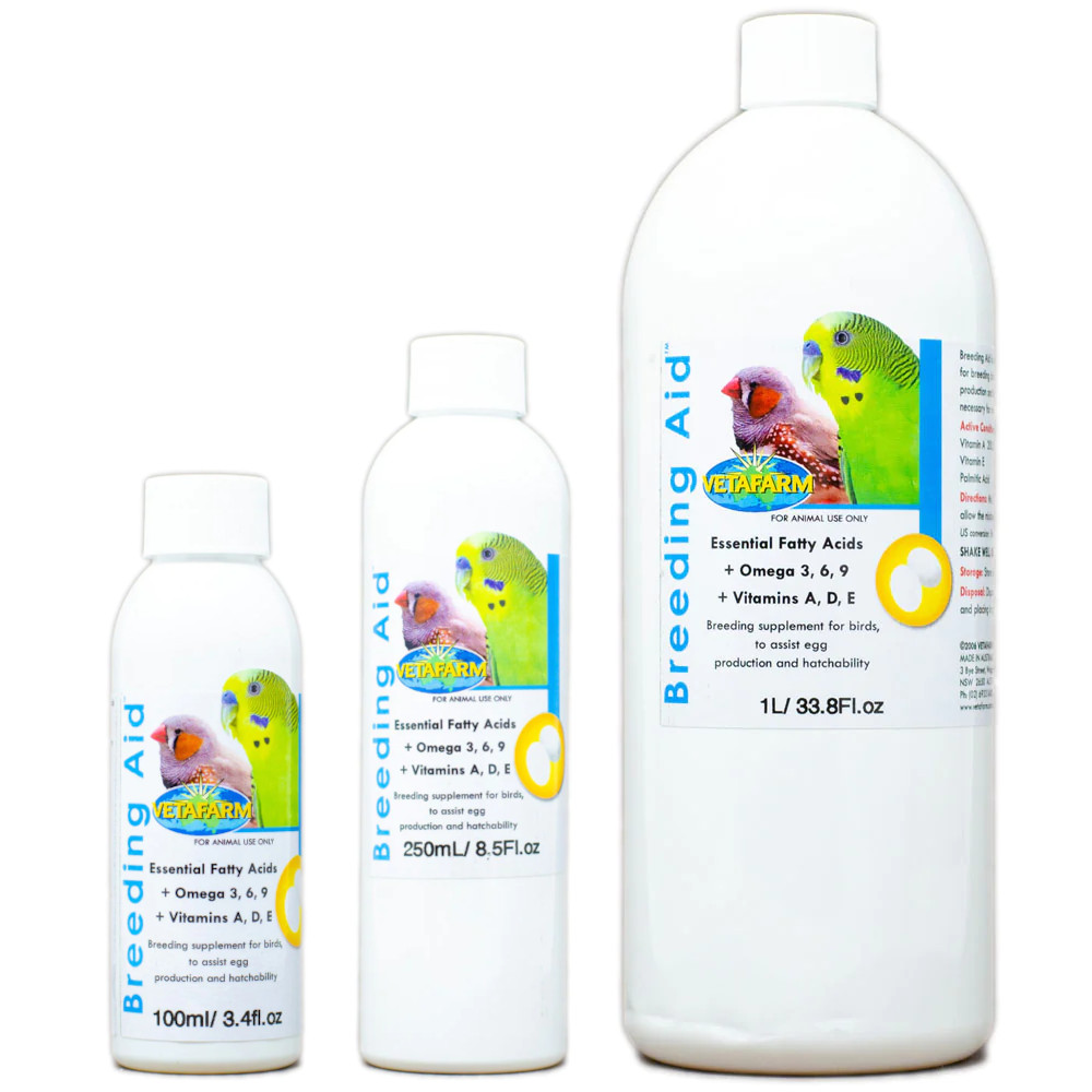 Vetafarm Breeding Aid Bird Supplement – Boosts Egg Production 100mL 250mL 1000mL