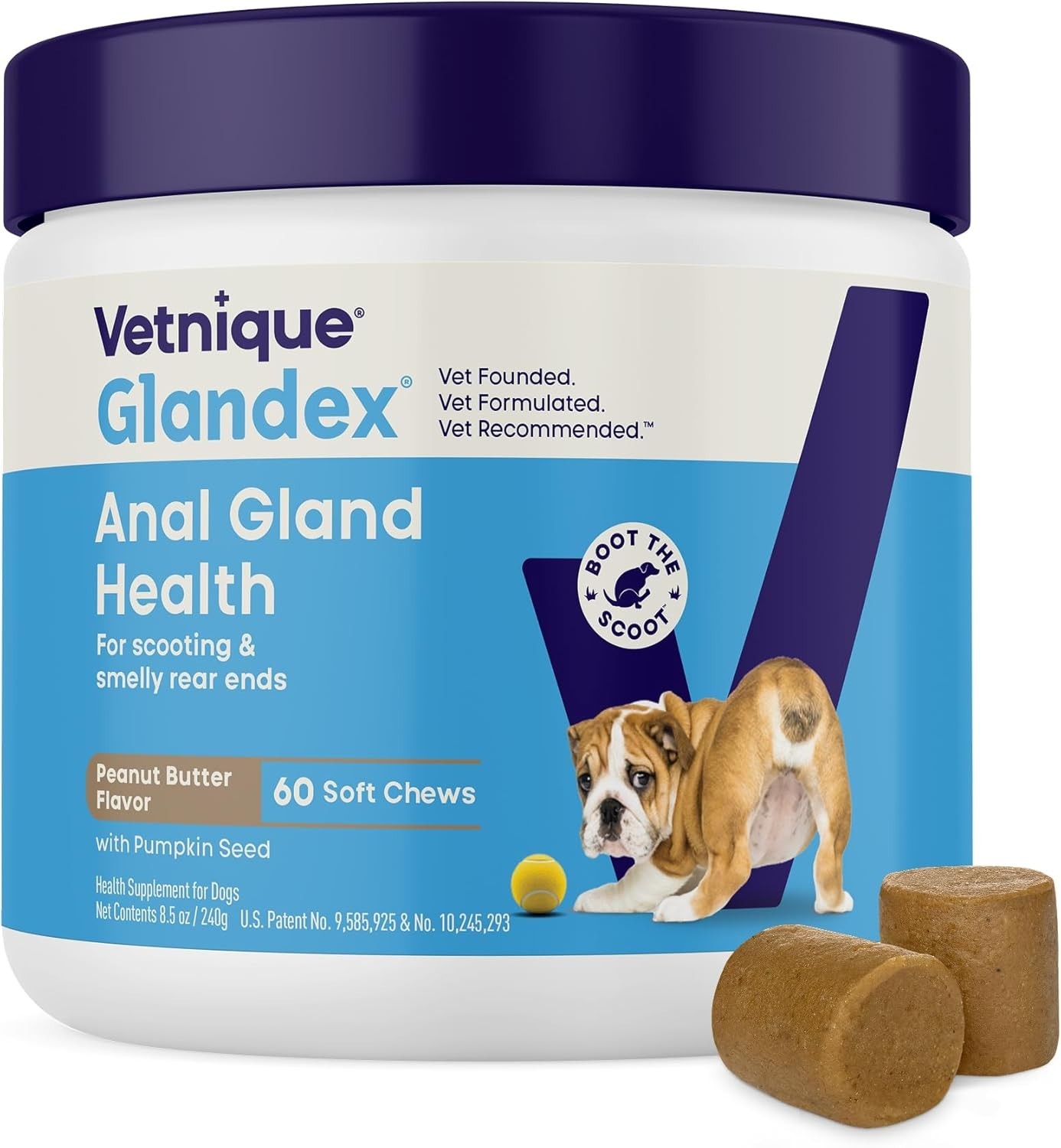 Vetnique Glandex Anal Gland Soft Chews 60ct Peanut Butter Dog Supplement