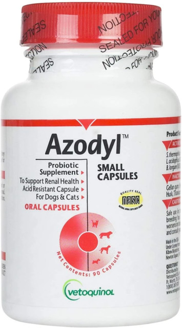 Vetoquinol Azodyl Kidney Health Supplement Capsules for Dogs and Cats – 90 Count