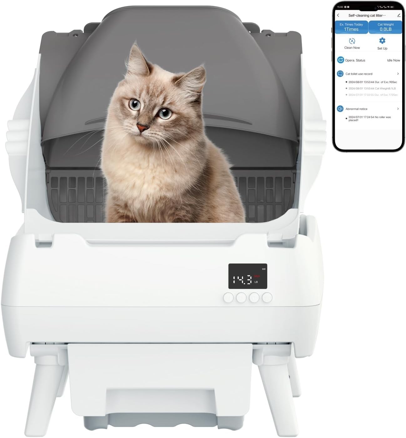 Automatic Cat Litter Box Self Cleaning – App Control, Open-Design, Smart Health