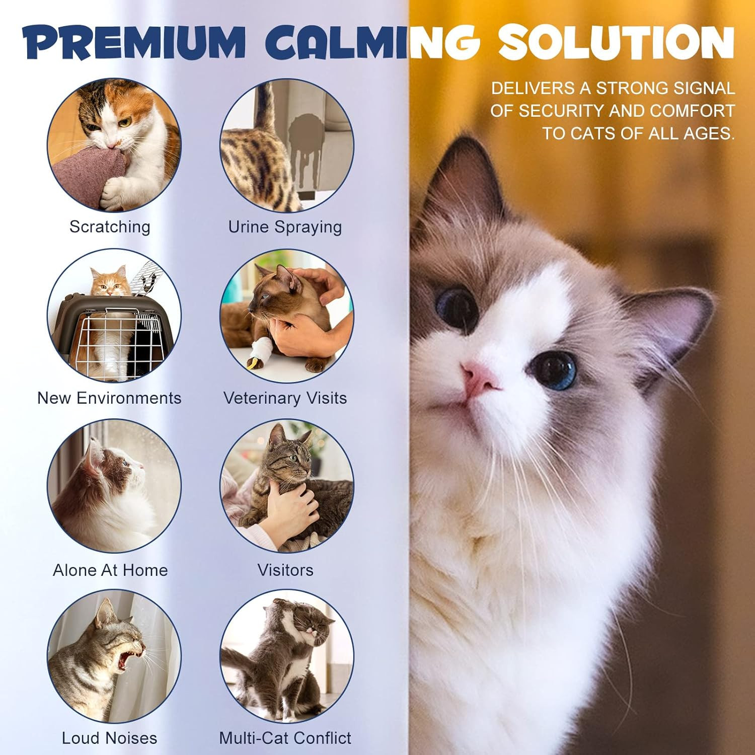 Cat Calming Diffuser Kit 30 Days, Cat Pheromones Calming Diffuser Effectively Re