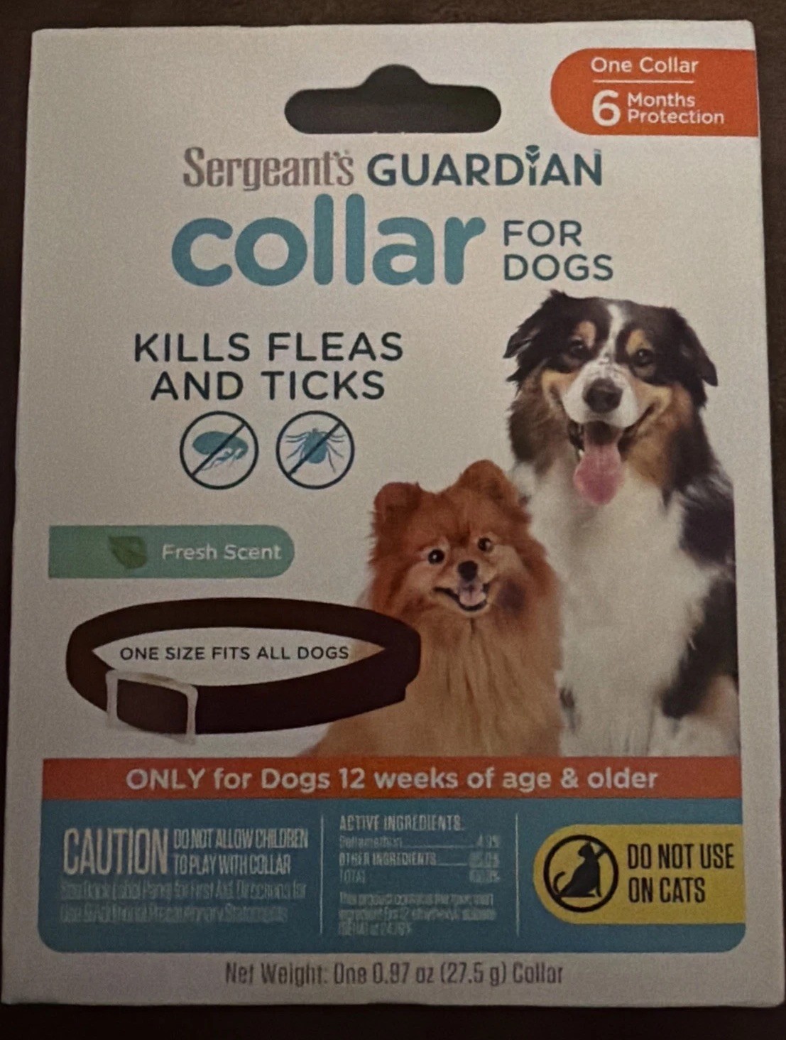 Sergeant Guardian Collar For Dog Kills Feas And Ticks 0.97.oz/27.5g