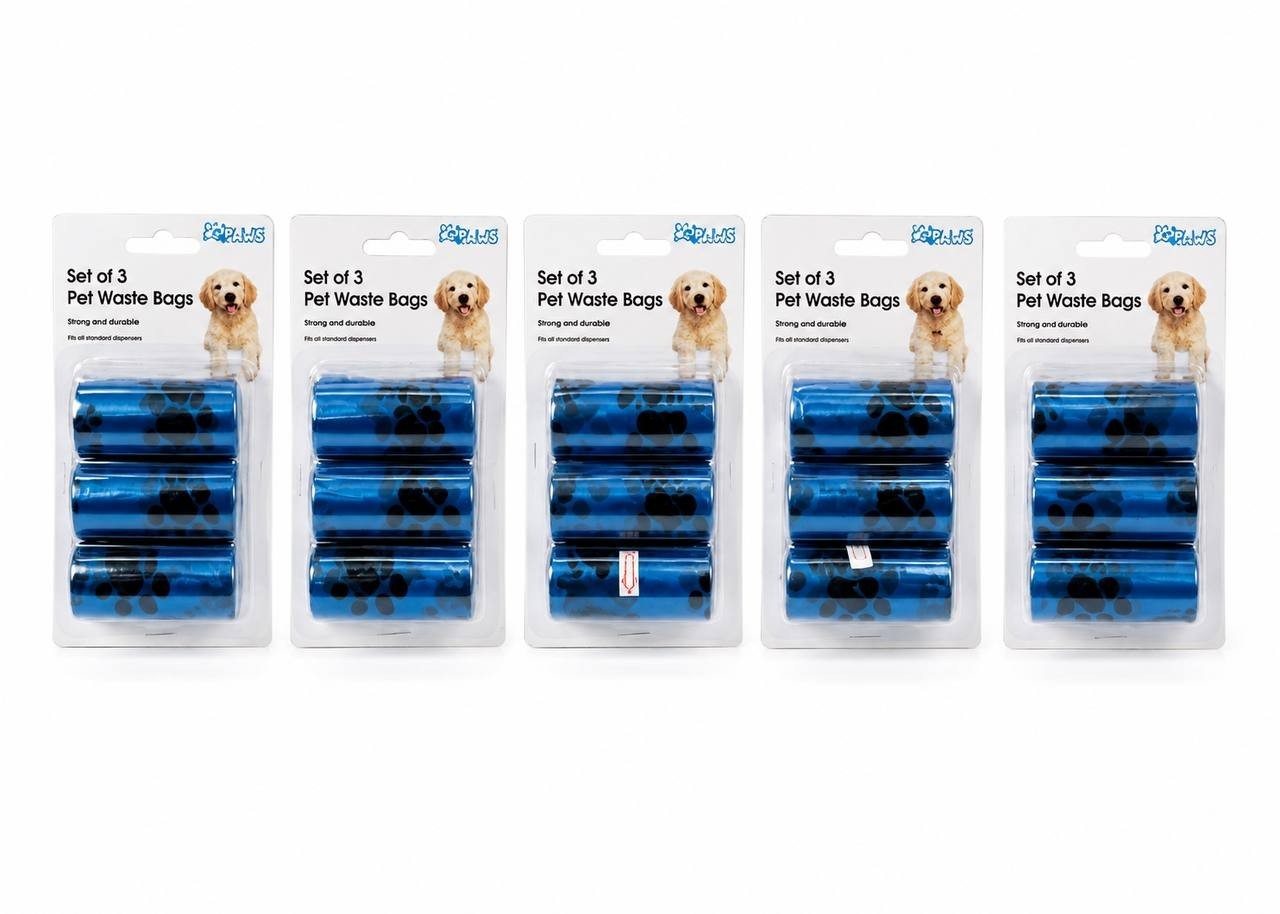 300 Dog Poop Bags for Pet Waste, Clean Up Refills on a Roll Blue Paws Blue Bags