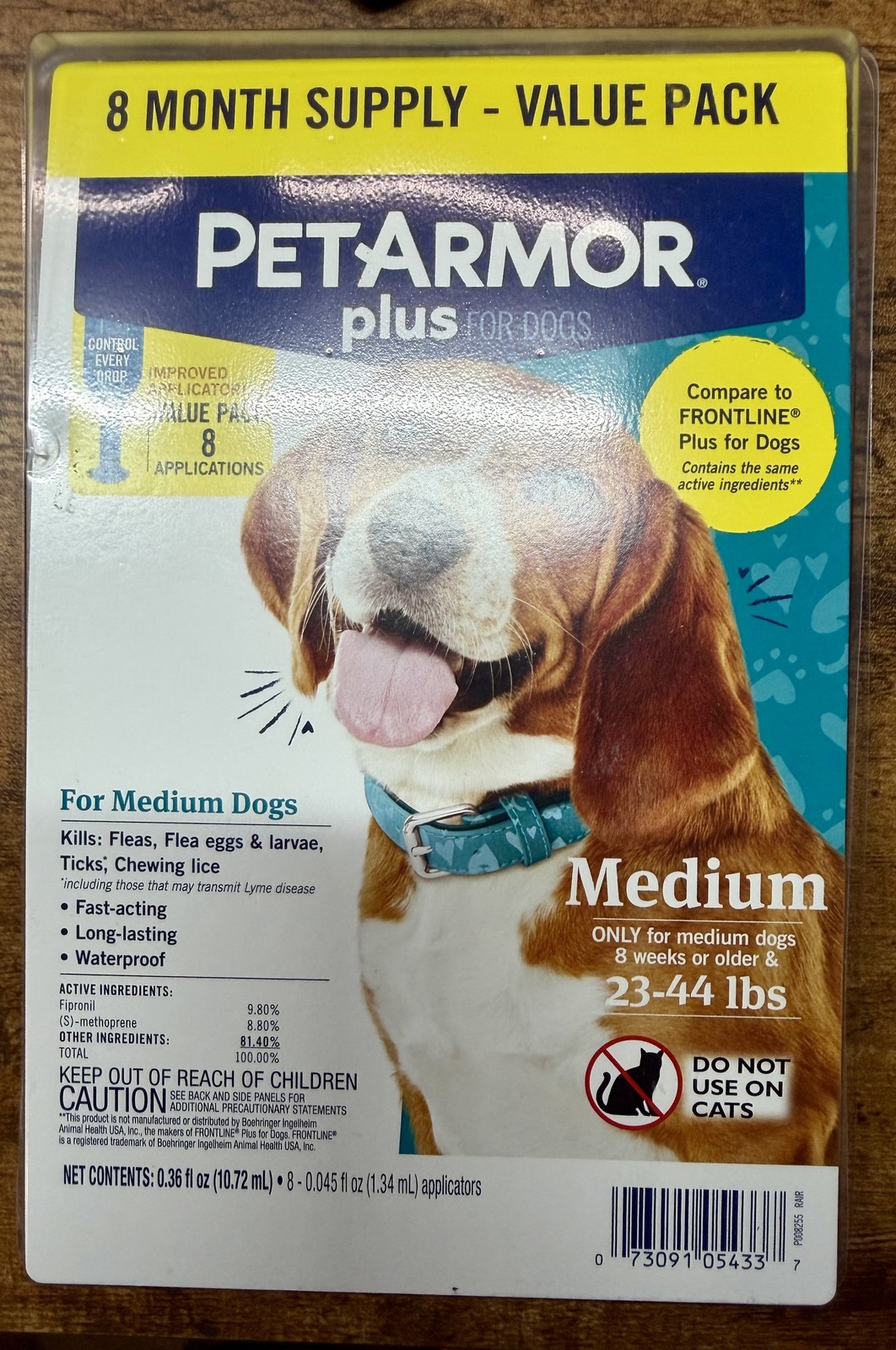 PetArmor Plus Flea Tick Medium Dogs 23-44 lbs 8 Month Supply 8 Applications New