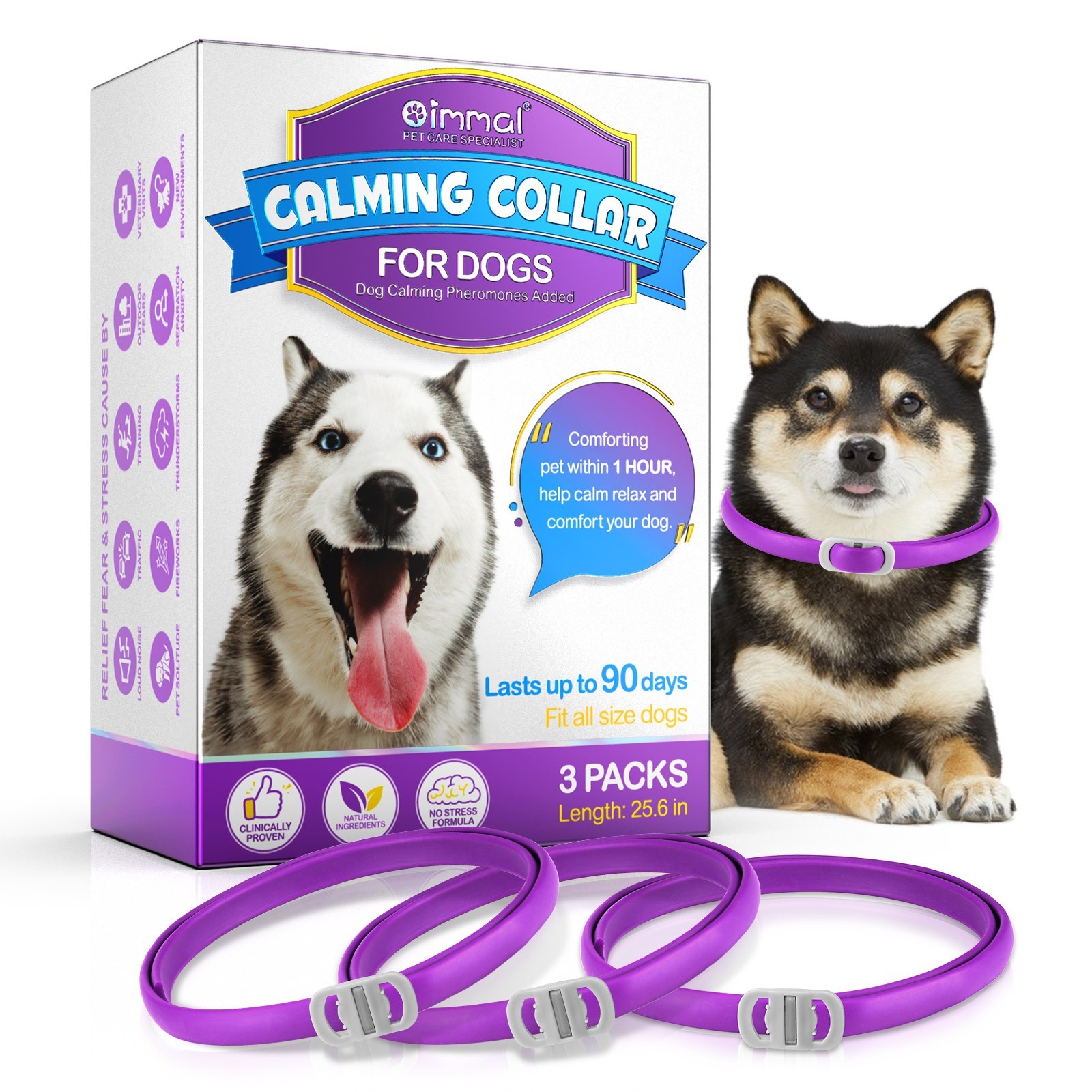 90 Day Calming Collar for Dogs Natural Calming Pheromones Embedded anxiety relax