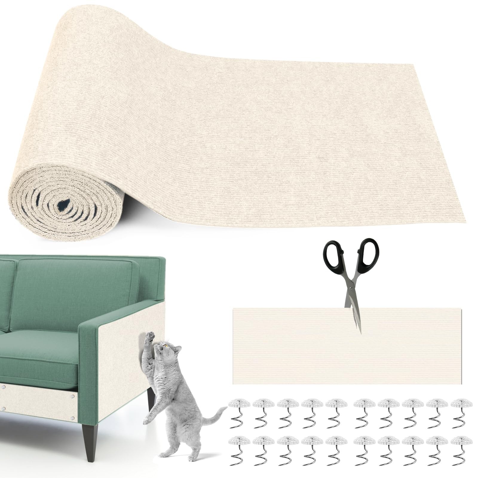 Tapete Rascador Adhesivo Recortable Với Tornillos Para Pared Y Sofa Lujo