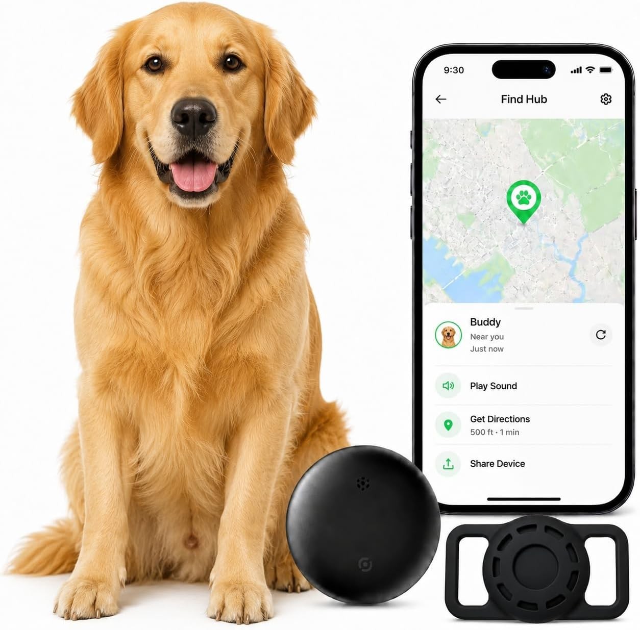 GPS Collar for Dogs,Pet Tracker (Android Only) Smart Tag,Waterproof Compatible w
