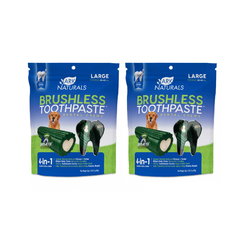 Ark Naturals Brushless Toothpaste Dental Chews Large 18 oz (2 Pack)