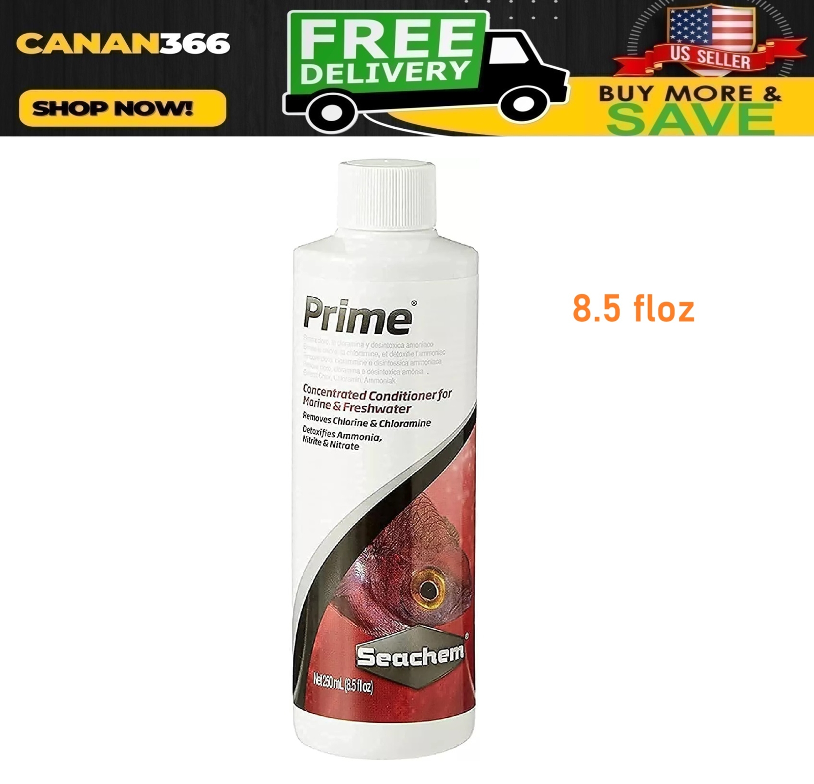 SEACHEM PRIME DECHLORINATOR AMMONIA NITRATE REMOVER AQUARIUM WATER FISH TANK