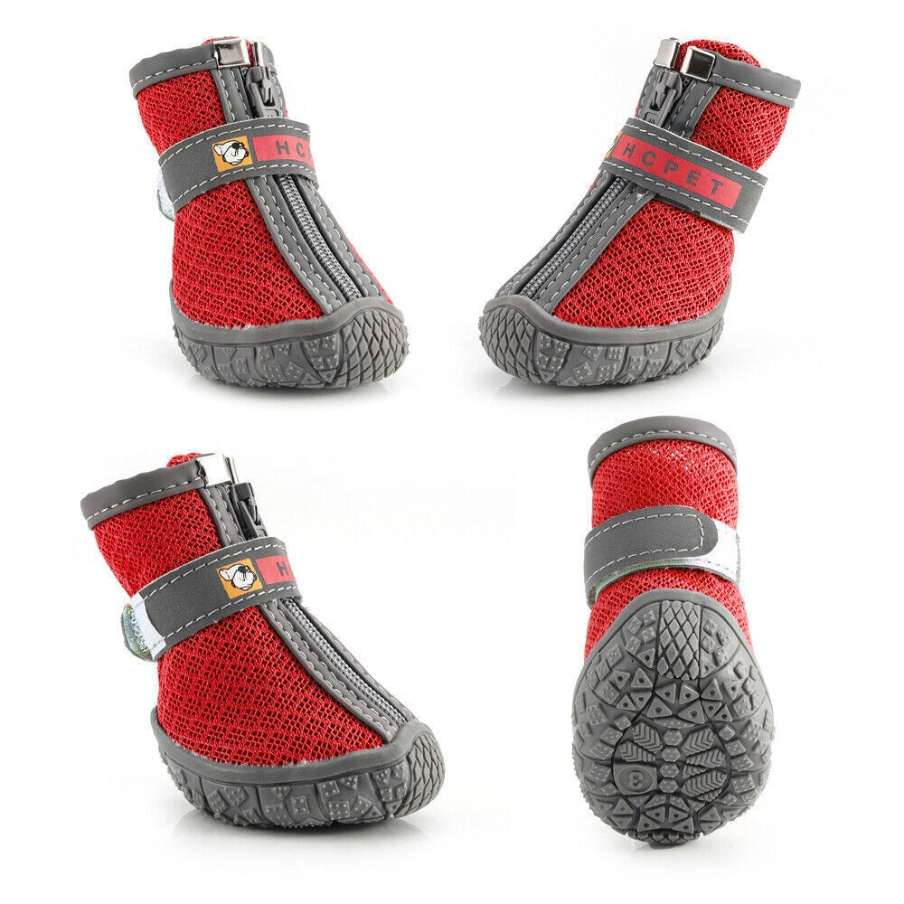 4pcs Outdoor S/M/Large Dog Shoes Boots Paw Protector Reflective Strip Anti-slip