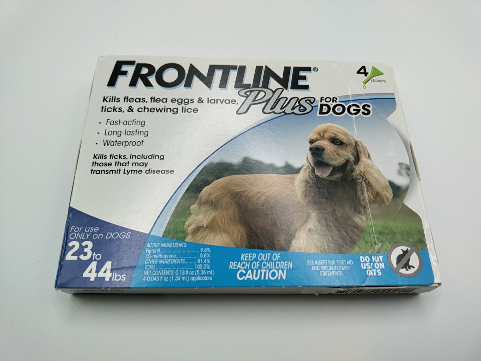 Frontline Plus Flea and Tick Dog Treatment 23-44 lb, 4 Doses New