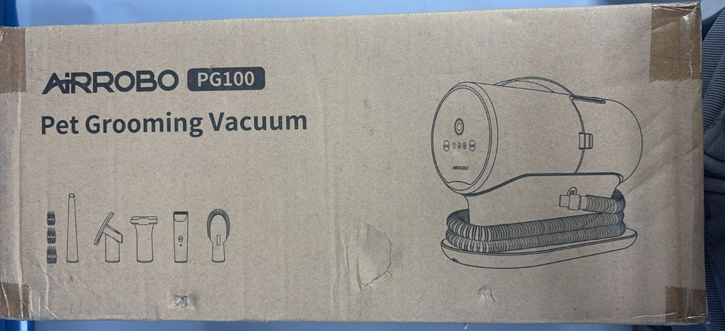 AIRROBO PG100 Pet Grooming Vacuum with 5 Grooming Tools – 12000Pa Suction, New