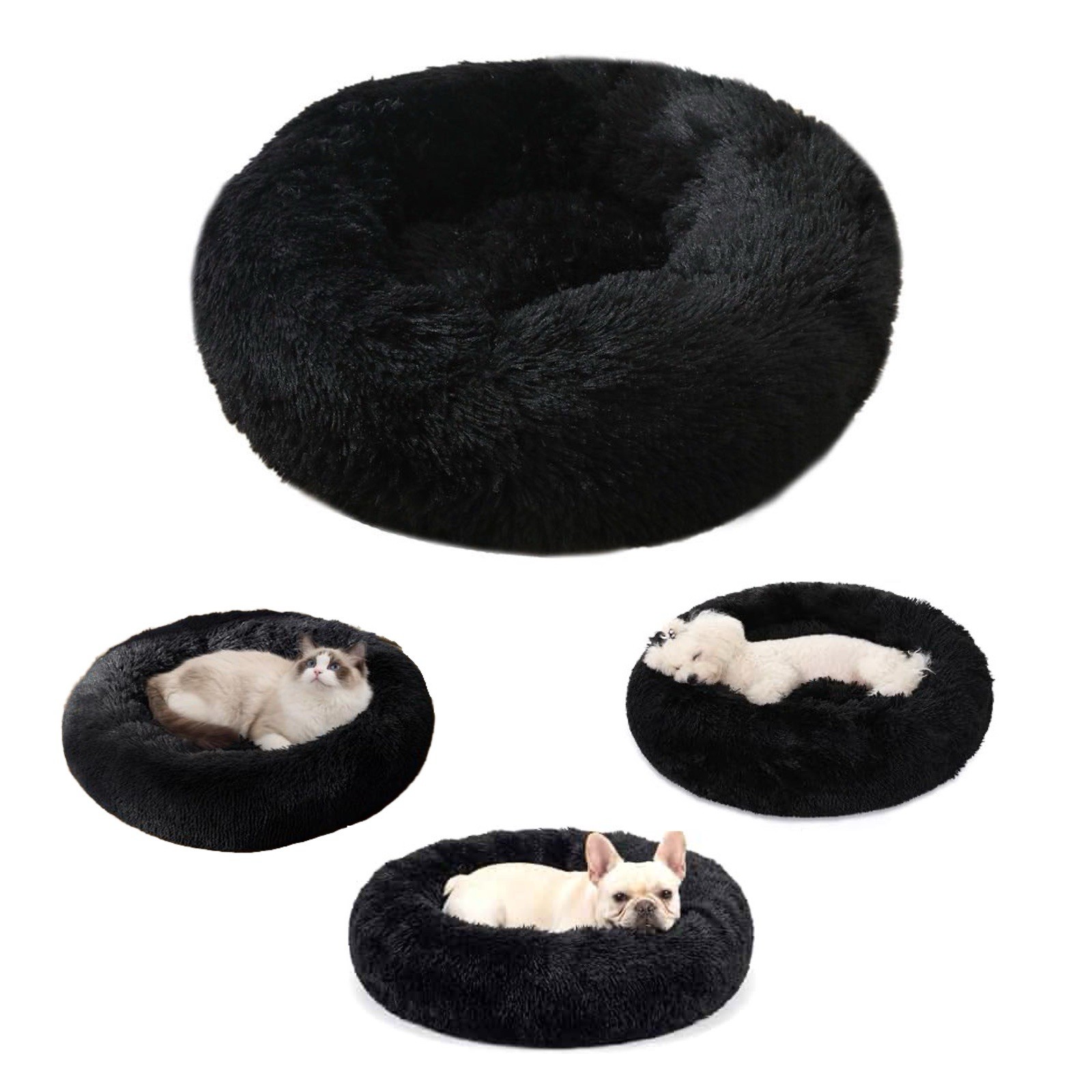 *BRAND NEW* MD/LG Fluffy Cozy Dog Cat Or Pet Bed Color Black Machine Washable