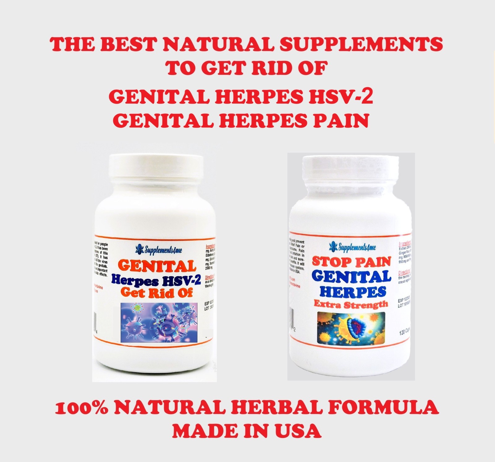 BEST HERBS FOR GENITAL HERPES HSV 1 & 2 WOMEN – 120 CAPS – MADE IN USA