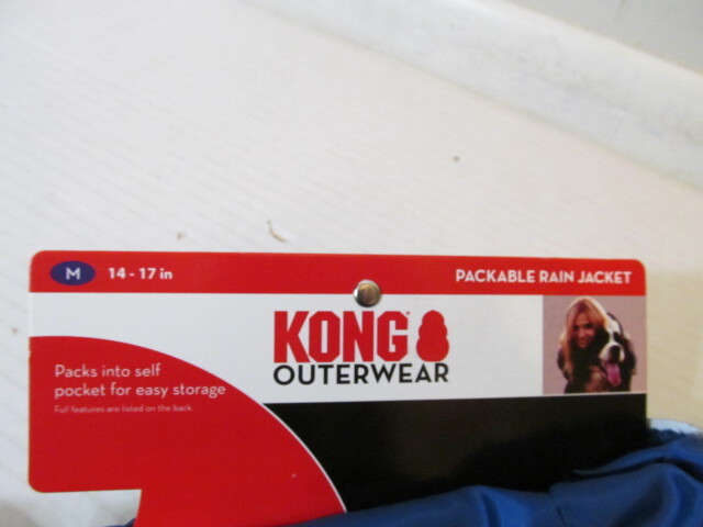 Kong Outerwear Packable Dog Rain Jacket, Blue or Purple, Sizes S, M, L, XL