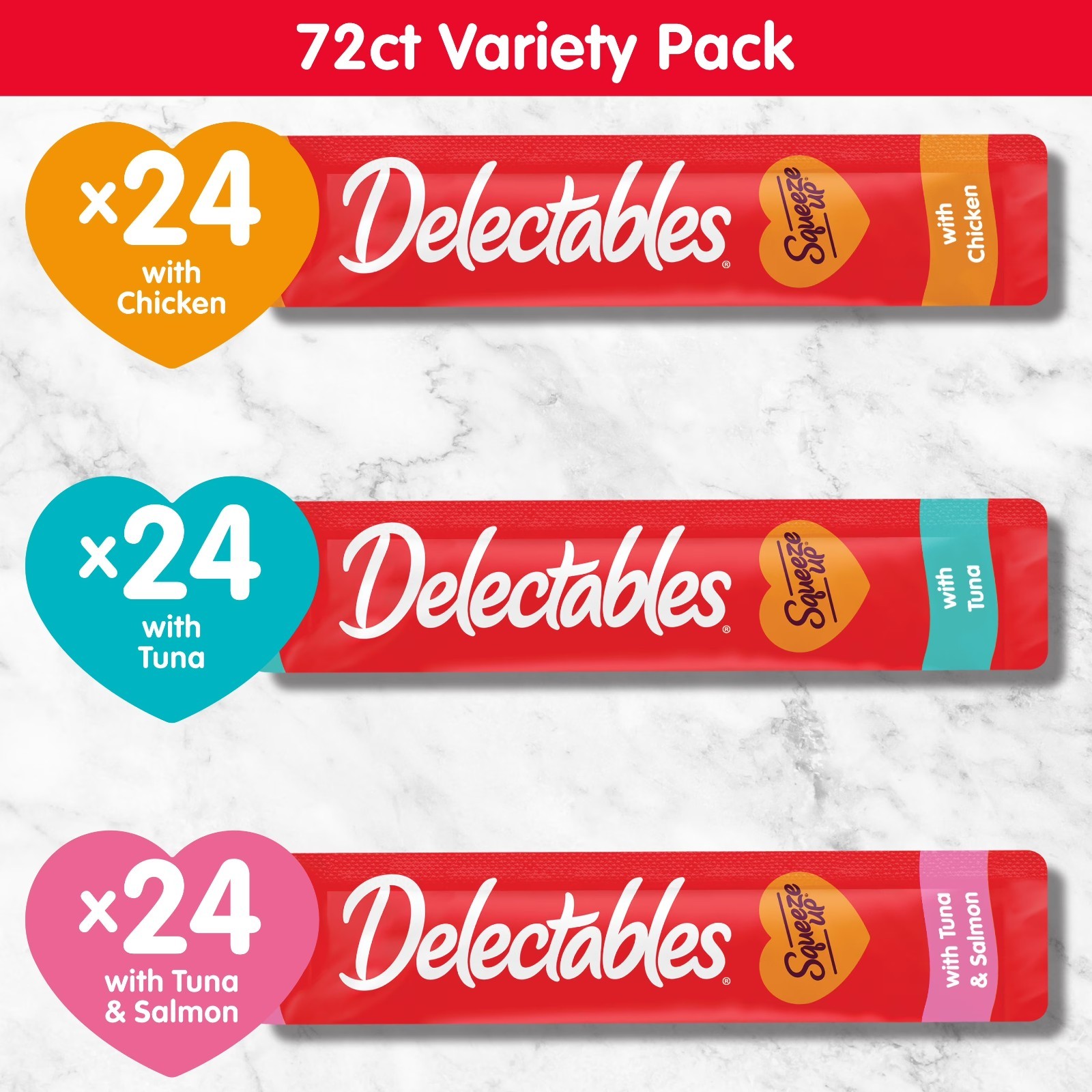 Hartz Delectables Squeeze Up Cat Treat Variety Pack 72 Tubes