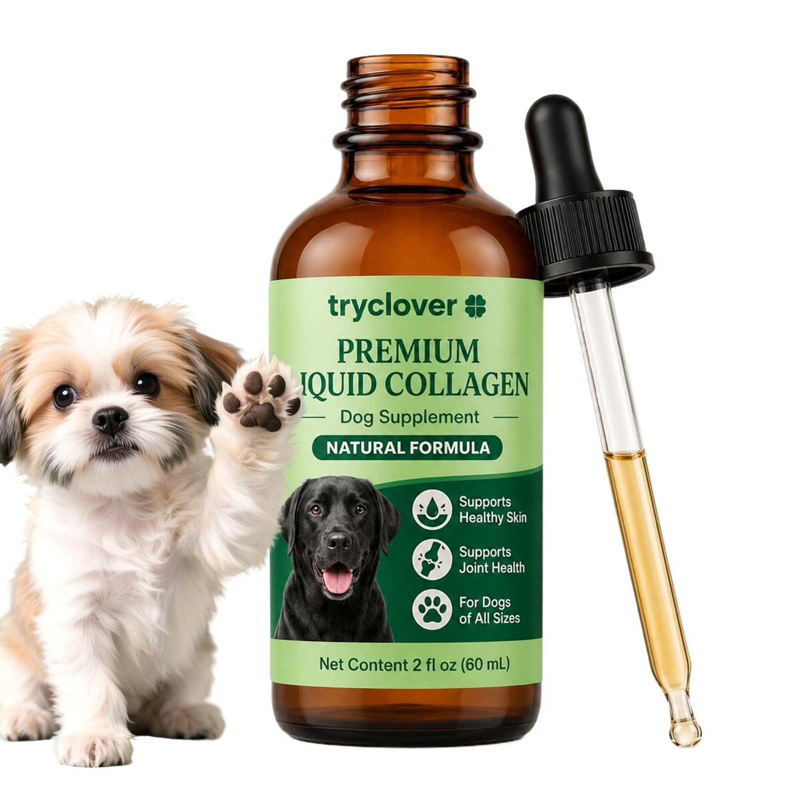 Clover Collagen For Dogs, Joint Mobility Support, Skin And Coat Supplement Drops