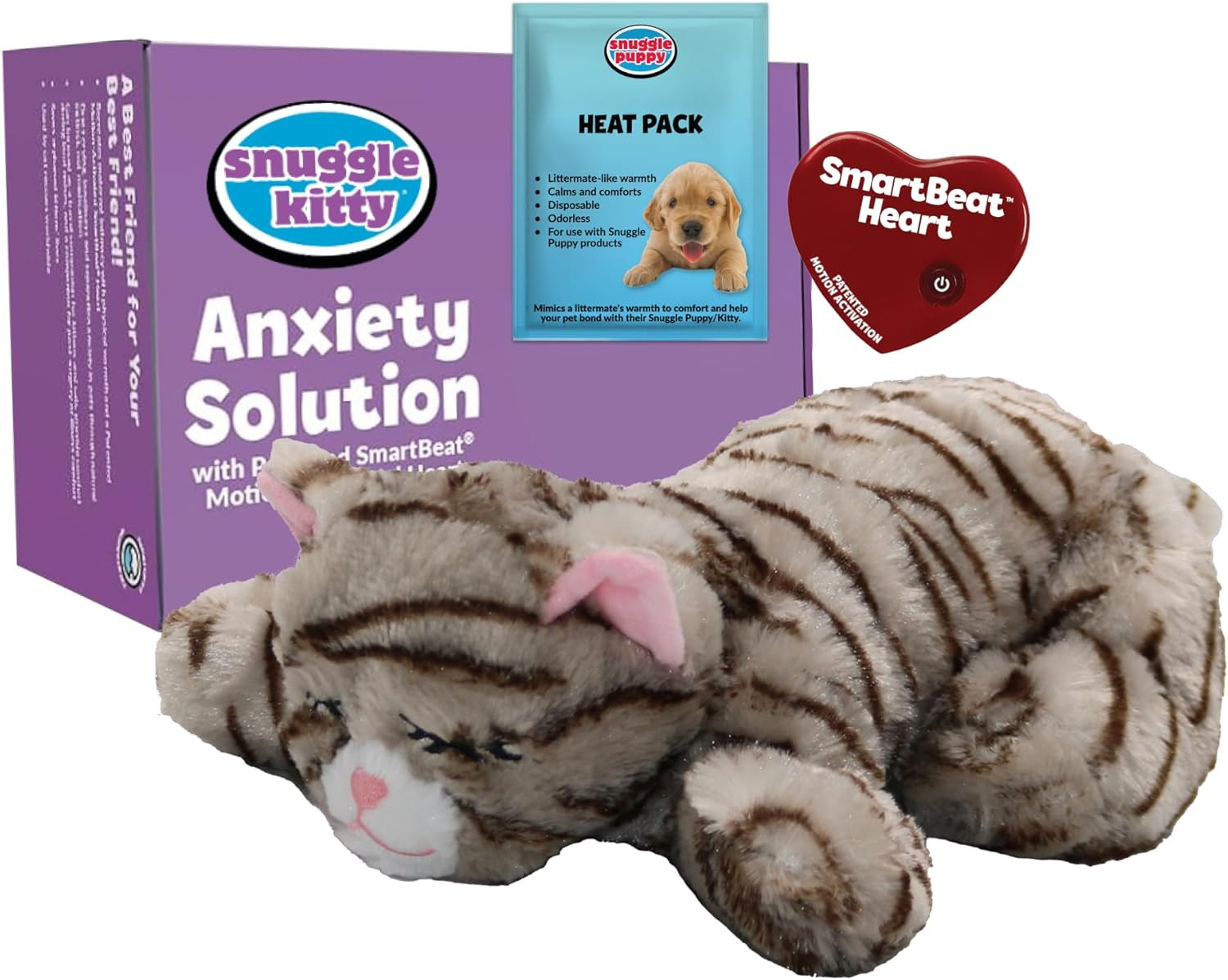 Snuggle Kitty Heartbeat Cat Toy for Kittens and Cats with Real-Feel Pulse and He