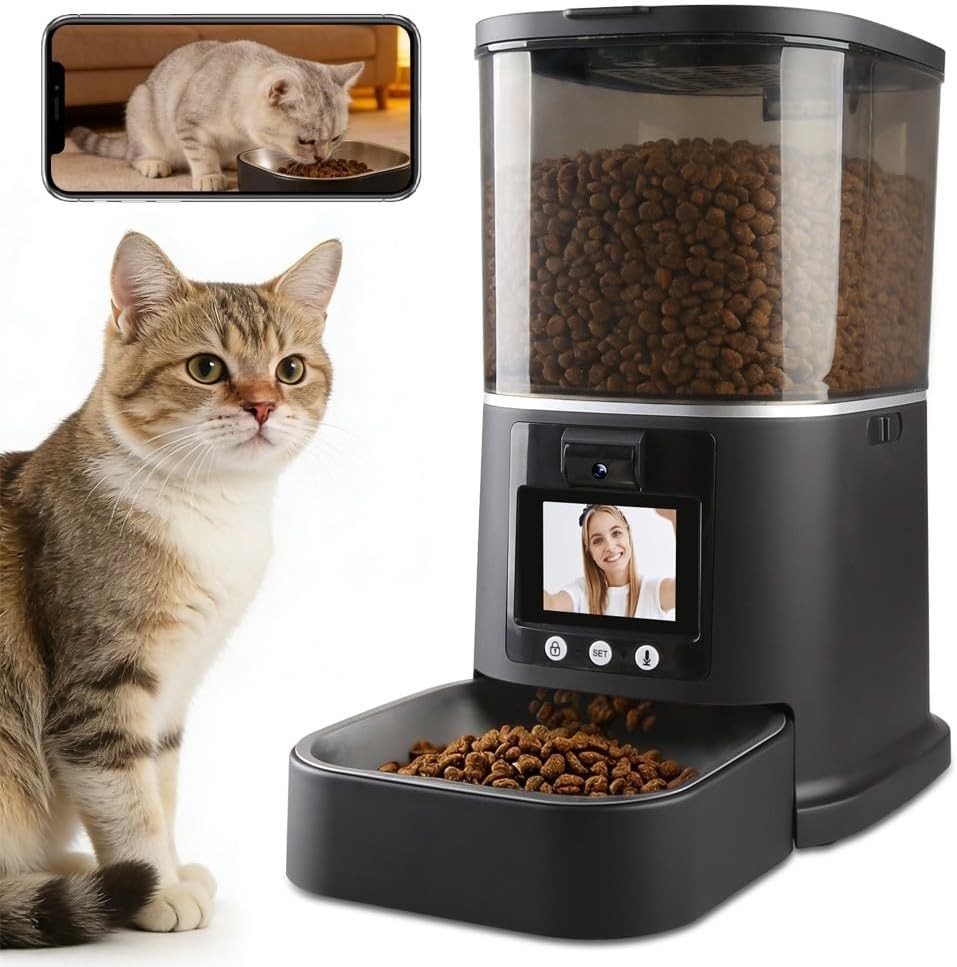 5L Automatic Cat Feeder with Camera 5G Night Vision Video Cat Dog Food Dispenser