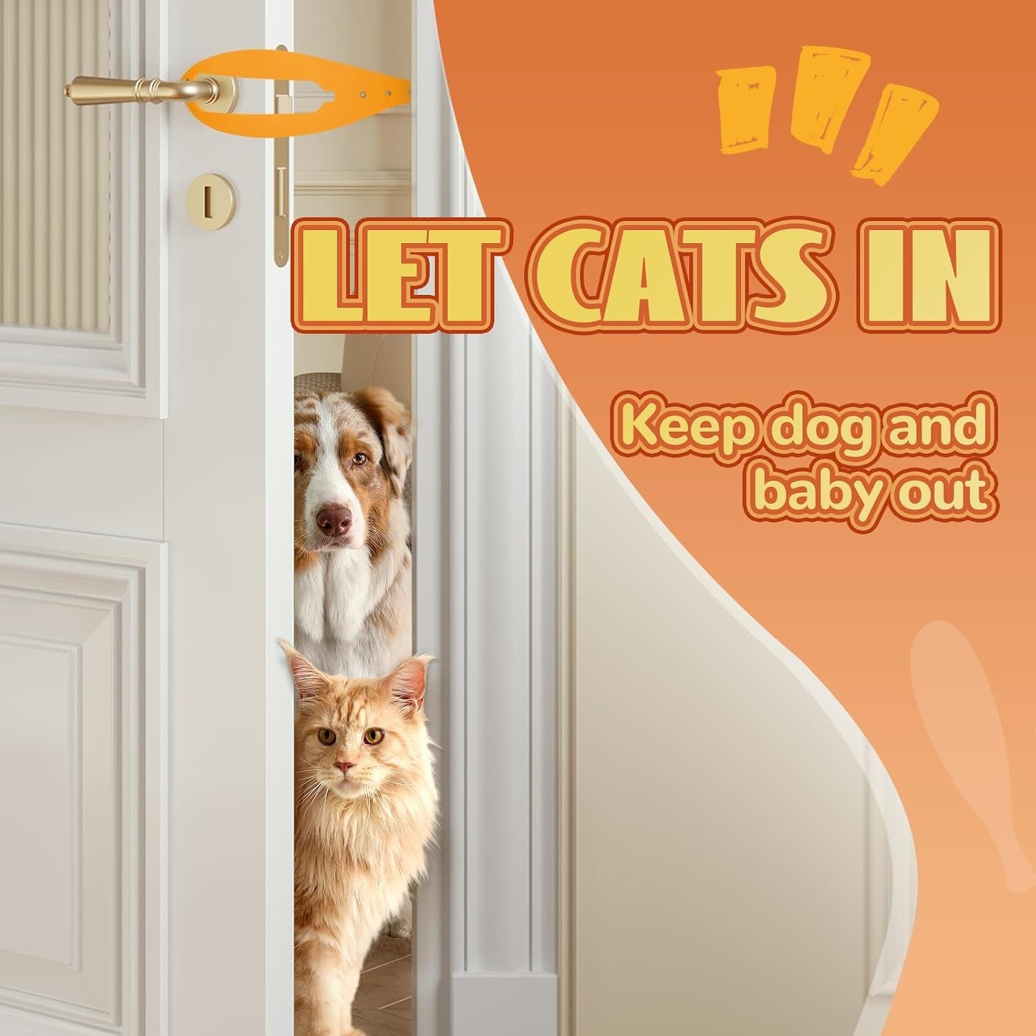 Pet Door Stopper 2-Pack Yellow Robust Guard Cats Privacy Access Dog Food Safe