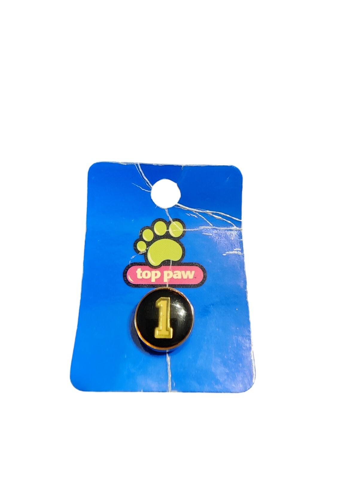 Top Paw Dog Collar Charm Celebrating 1 Year Old Black Gold & Cream