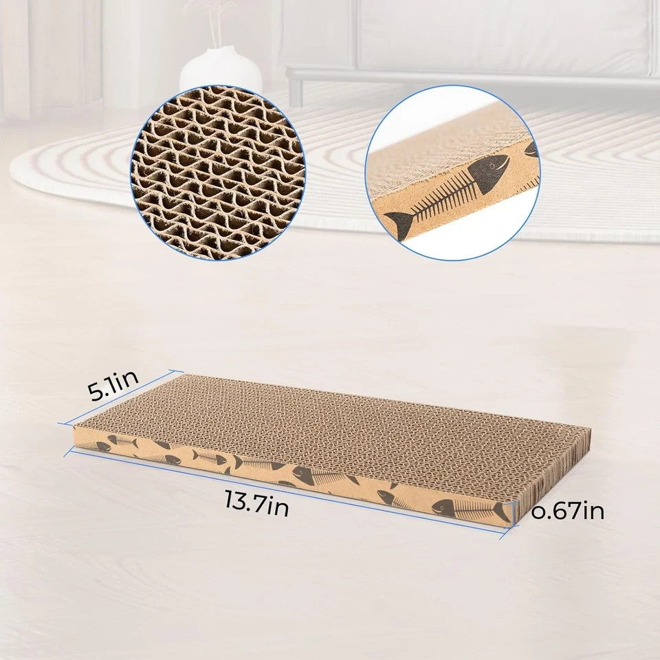 2 Pack Cat Scratcher Pad Double Sided Corrugated Scratch Board for Indoor Cats