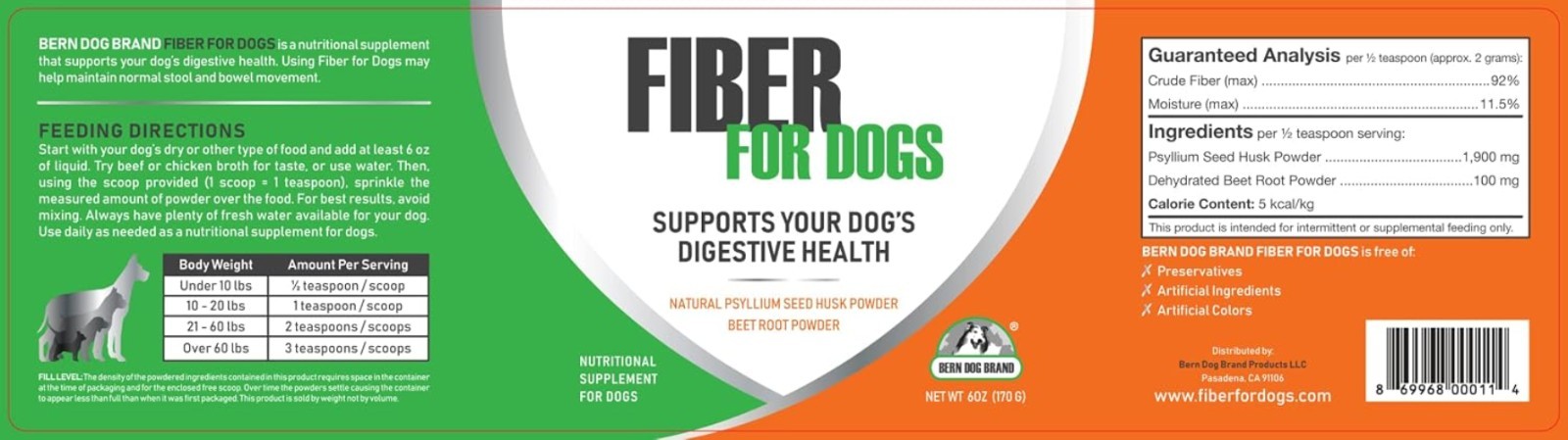 Fiber for Dogs Psyllium Seed Husk & Dehydrated Beet Root Powder, 6 & 12 oz. |…