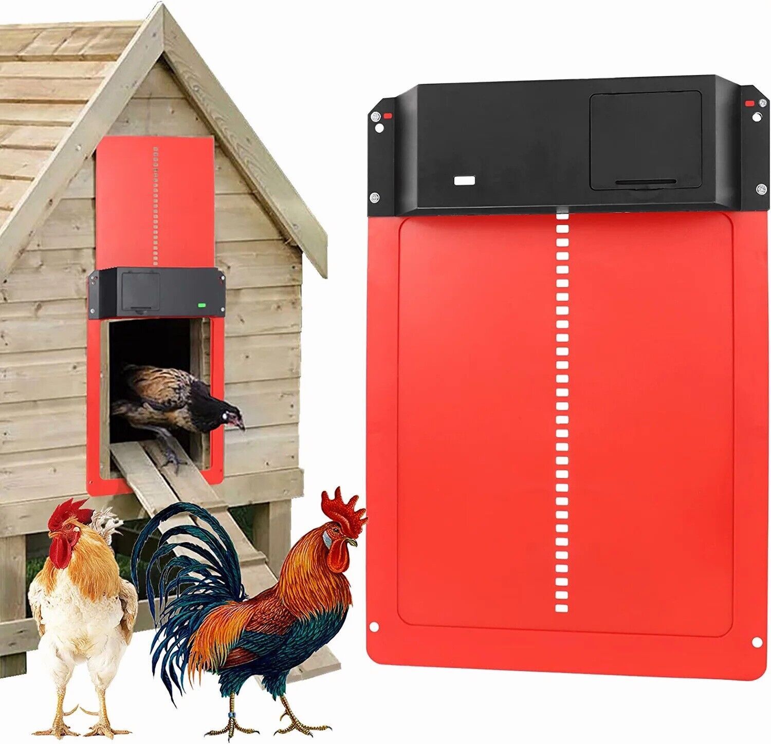Chicken Coop Door Automatic Waterproof With Light Sensor Poultry Gate Hen