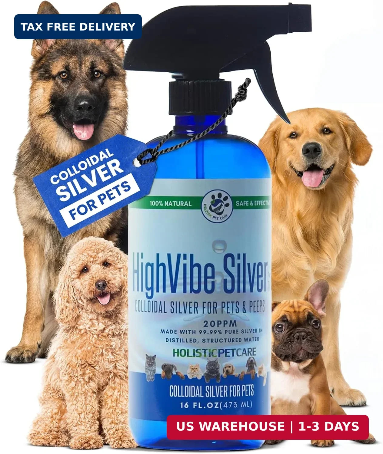Colloidal Silver for Dogs, Cats, & Pet-20 PPM Spray(16oz) | Wo
