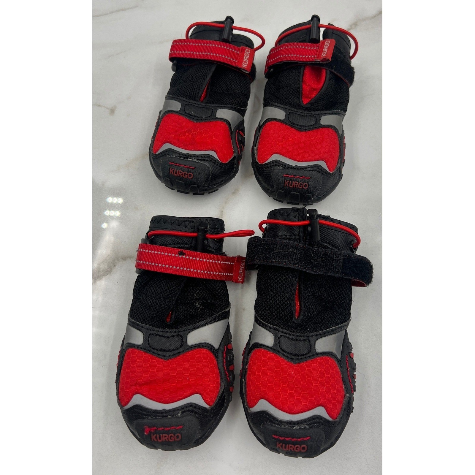 Kurgo Hi-Paw Dog Boots Red Black Reflective All-Terrain Size 4 Set of 4
