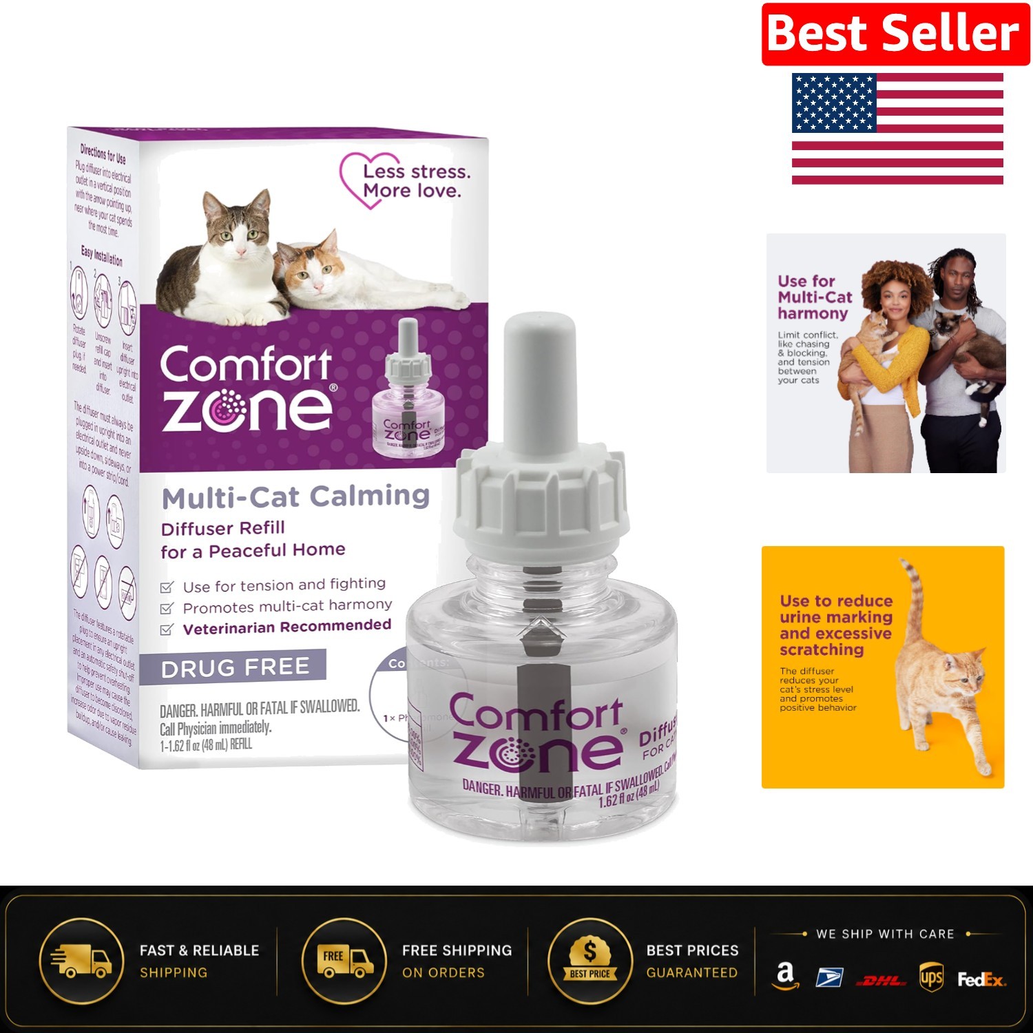 Continuous 30-Day Calming Diffuser Refill for Multi-Cat Homes – Safe & Effective