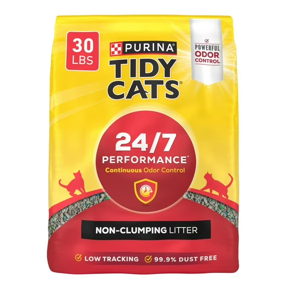Purina Tidy Cats 24/7 Performance Non-Clumping Litter, Odor Control, 30 lb