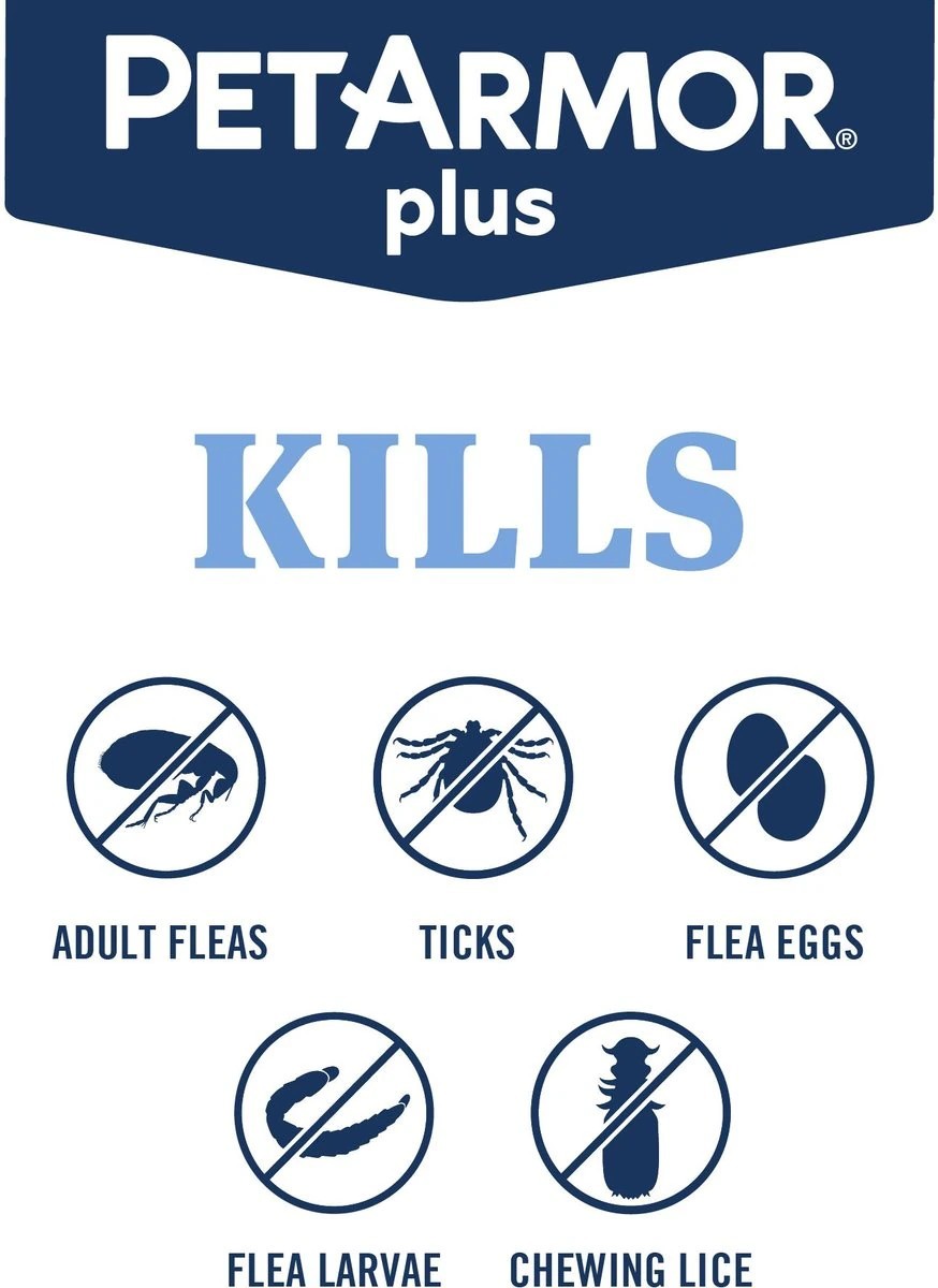 PetArmor Plus Flea & Tick Treatment for Large Dogs (45-88lbs) – 3 Applications