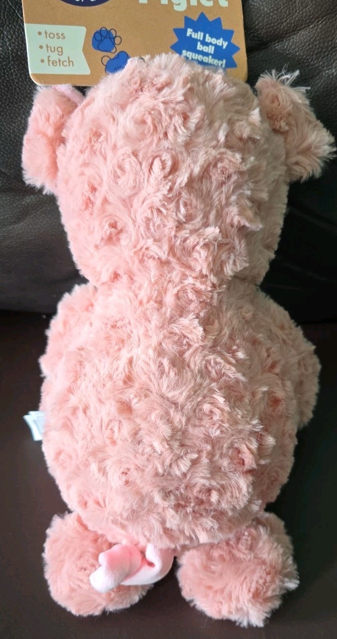 Bow Wow 12″ Pig Dog Toy w/Full Body Ball Jumbo Squeakers,Pink,Toss/Tug/Fetch New