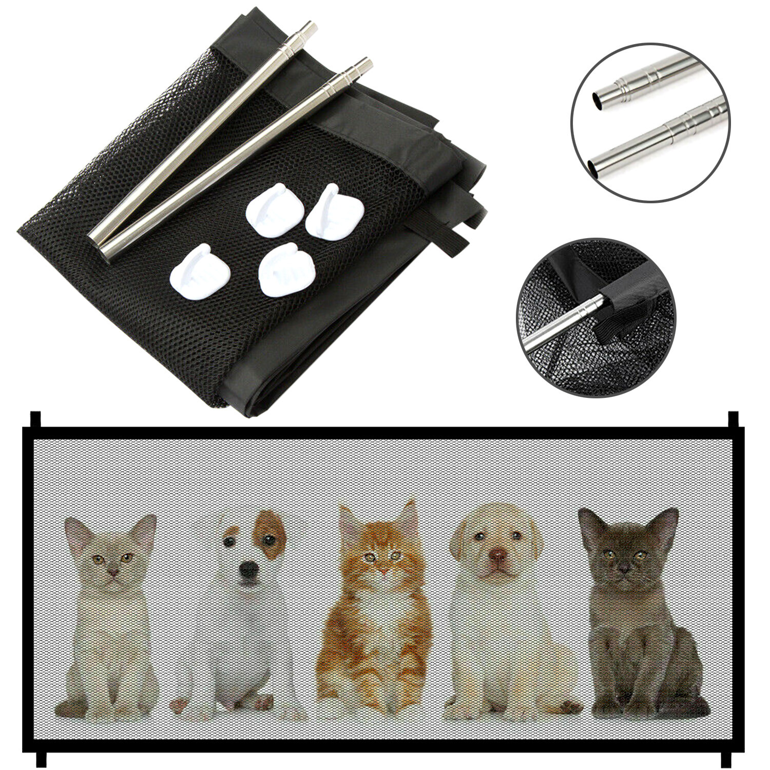 Baby Pets Dog Cat Safety Gate Mesh Fence Home Kitchen Net Portable Guard Indoor