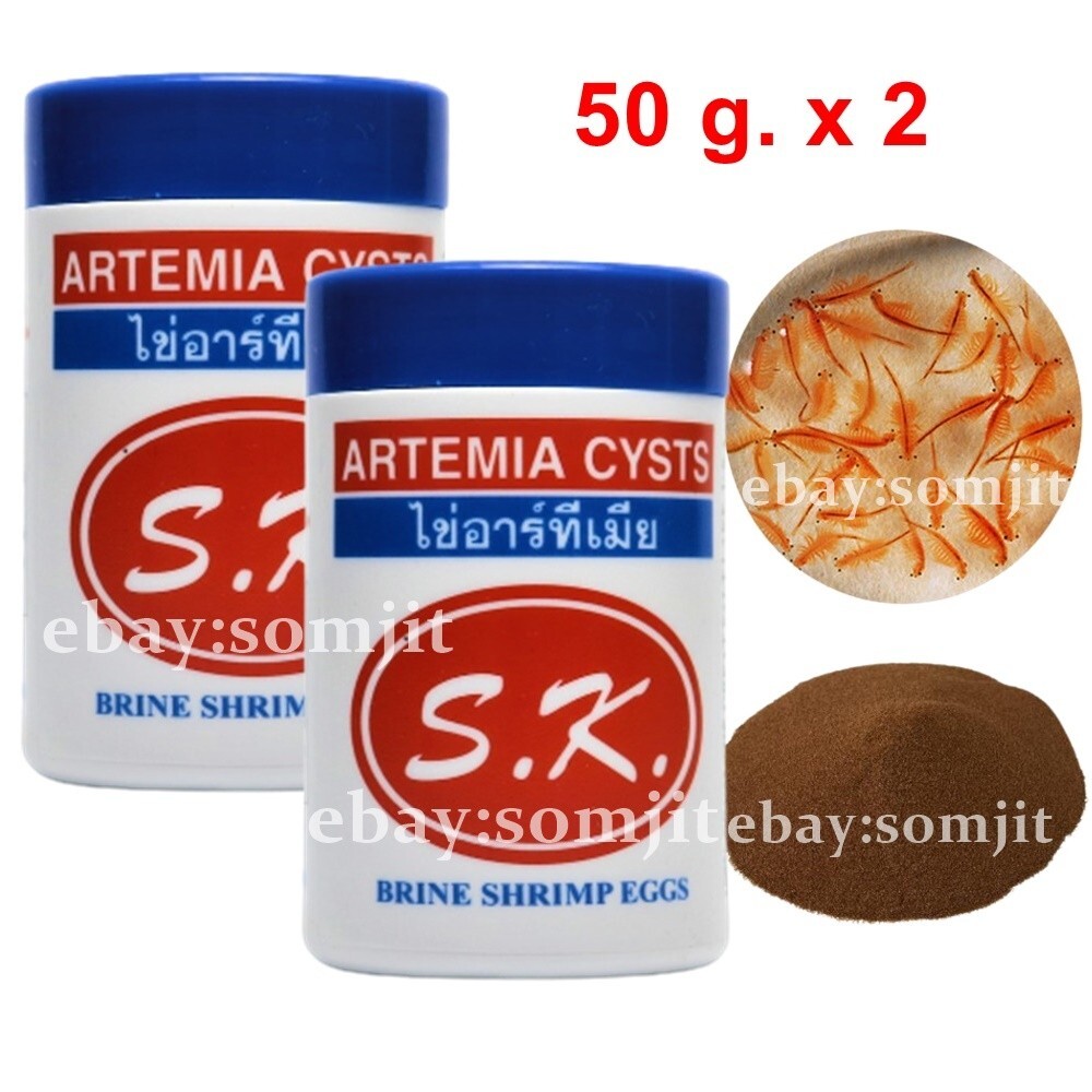 Fish Food ARTEMIA CYSTS SK Shrimp Brine Fairy Eggs Salt Baby Clean Water 50 g x2